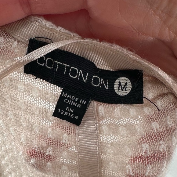 Cotton on open cardigan sweater M cream tan strips old money coastal grandma - Picture 10 of 15